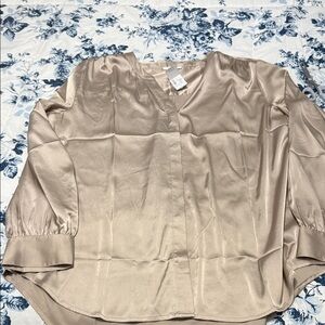Maurices Women's Satin Blouse - Tan